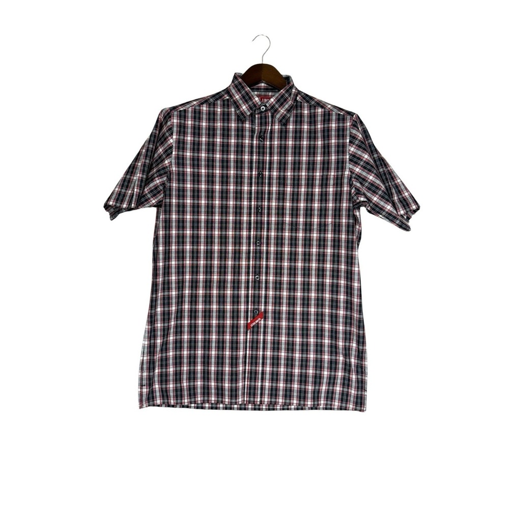 Ecko Unltd Shirt Mens Medium Red Plaid Short Sleeve Button Front Woven Casual